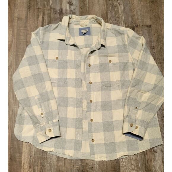 LL Bean Top Women XL Petite Gray Button Up Flannel Shirt Plaid Pockets Preppy - Picture 2 of 8